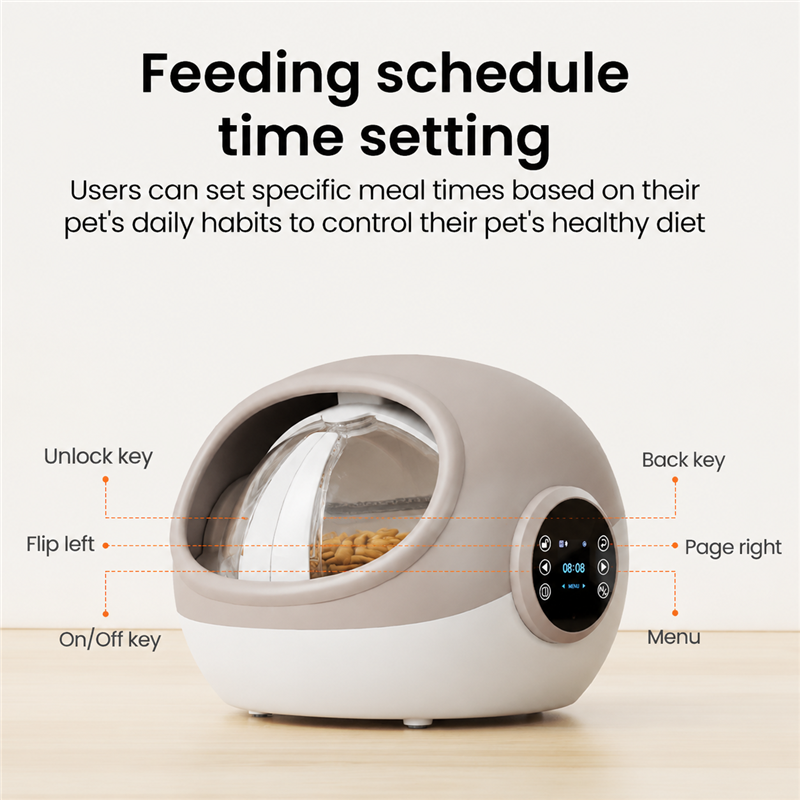 Beige Microchip Pet Feeder