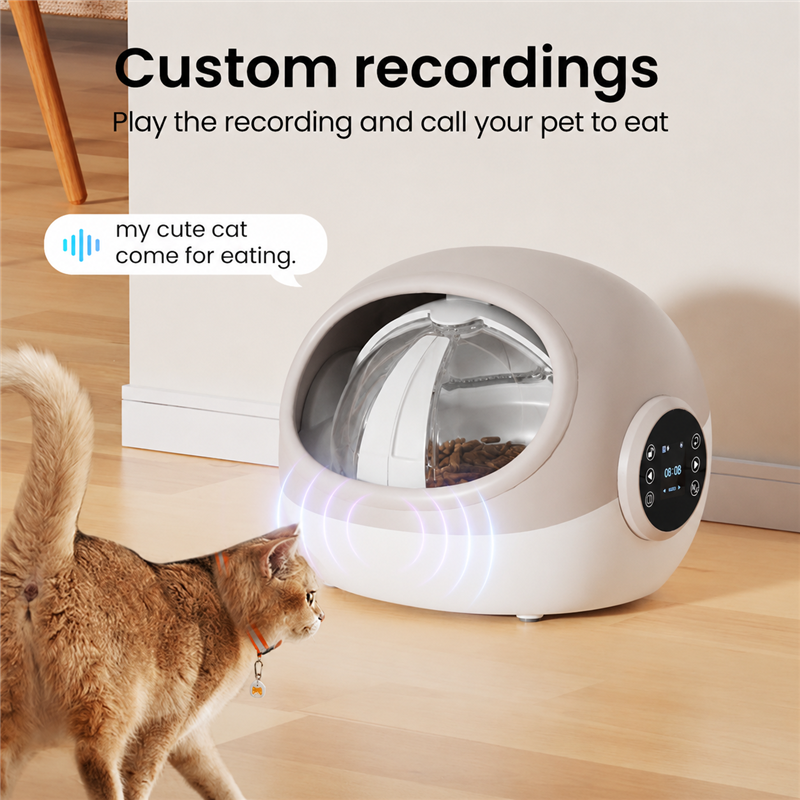 Beige Microchip Pet Feeder
