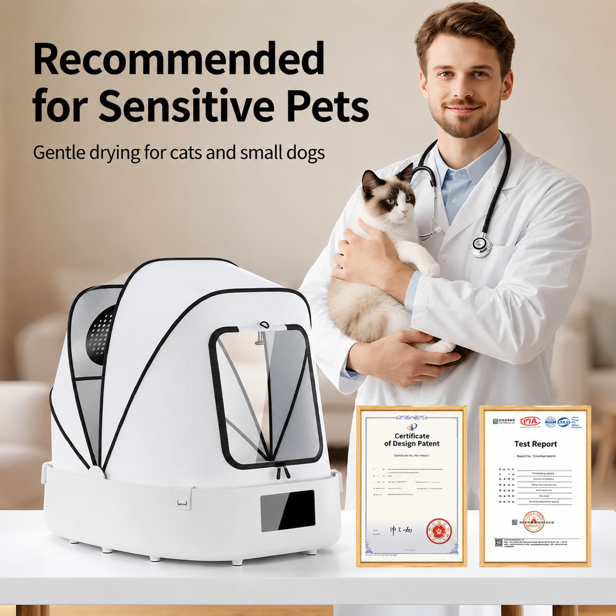 White Foldable Pet Drying Box