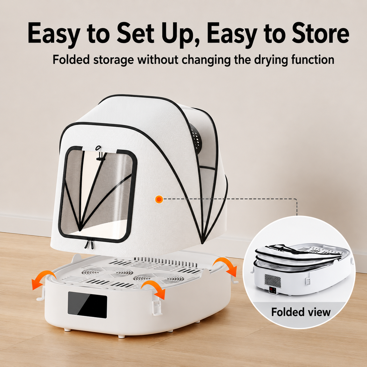 White Foldable Pet Drying Box