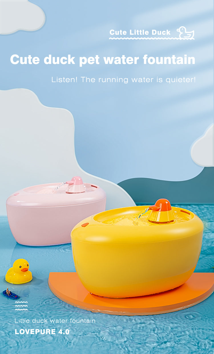 Yellow Duck Pet Water Fountain
