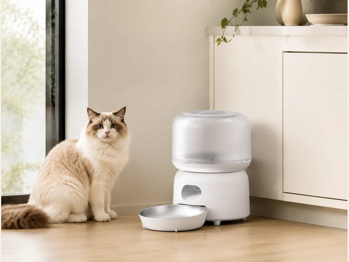 Feeding pet care scene